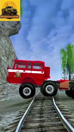 No Rush Allowed! Twin Timber Trucks Survive Dangerous Railway Crossing #mudrunner #fyp #beamngdrive