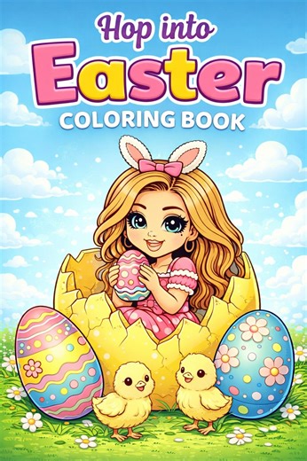 Easter Coloring Book | Bunnies, Chicks, Eggs Spring Fun (PDF Download) - Etsy