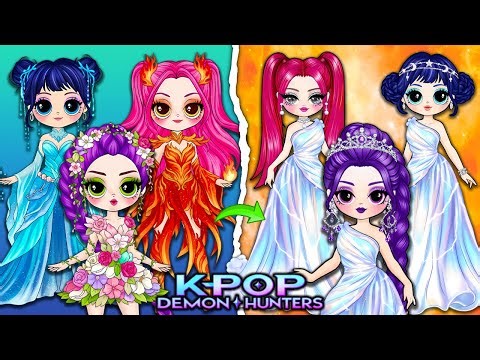 K-Pop Demon Hunter 🌟 Transform Into Elemental Warriors | DIY Fashion Paper Dolls Dress Up