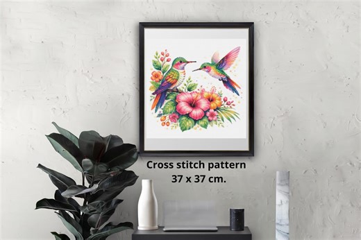 Hummingbird Cross Stitch Pattern, Tropical Birds Embroidery Design (PDF) - Etsy