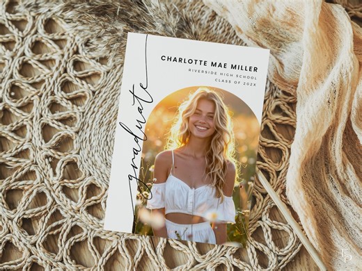 Arch Photo Graduation Anouncement Card Editable Template Script Grad Arch Photo Graduation Announcement Digital Download | VEDA Collection - Etsy UK