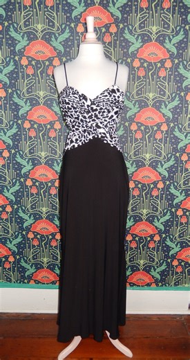 Vintage Y2K Leopard Print Prom Dress Formal Gown: Sparkly Black & White Lace up Back - Etsy