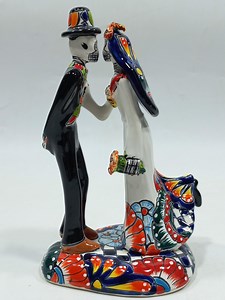 8" Couple BRIDE & GROOM CATRINA Mexican Talavera Day of the Dead, Colorful Skeleton Painted by Hand. - Etsy