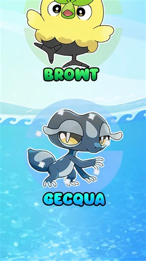 Pokémon Winds and Waves Shiny Starters #pokemon #gen10 #Gecqua #Pombon #Browt