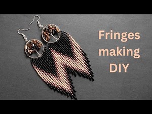 Beaded fringe earrings tutorial, how to make beaded fringes, beading diy