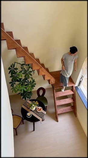 Hidden Folding Staircase Idea for Small Homes - Wall Mounted Steps That Fold Flat #interiordesign