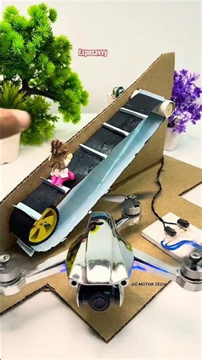 DIY Escalator Working Model with Cardboard | DC Motor Science Project 🚀#shorts #dcmotor