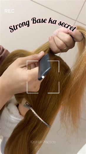 Right backcombing technique for a strong base and clean finish.🪮@kirtihairpractice #hairhacks