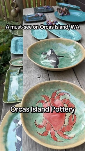11 reactions | Orcas Island Pottery - a beautiful outdoor setting for a pottery studio and store. The pottery is displayed across multiple houses and in the yard of the property. There is a two layer treehouse to climb with kids toys and swings. There is also a beautiful garden and views of the ocean. #orcasisland #pottery #sanjuanislands #washingtonstate #arttok | A Happy Passport | Facebook