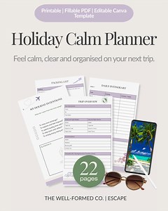 Holiday Travel Planner: Fillable PDF   Canva Template, Itinerary & Packing Lists (A4 Printable Digital Download - Etsy UK