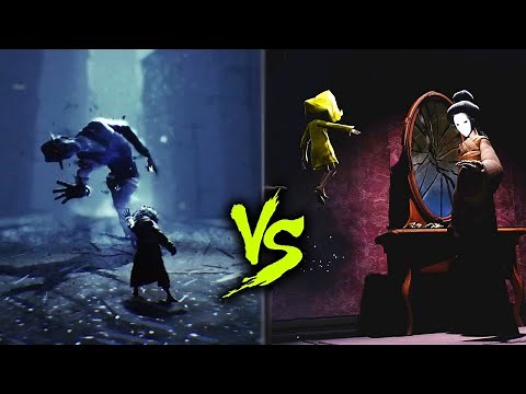 Mono Fights Slender Man VS Six Fighting The Thin Lady - Little Nightmares 2 Comparison
