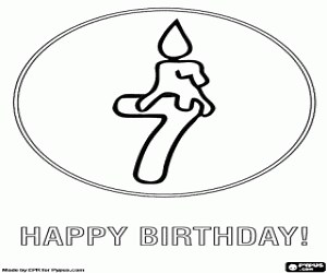 Greeting card for 7th birthday coloring page printable game