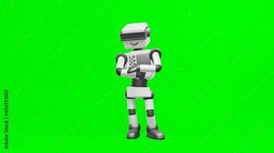 Modern robot dancing. The robot moves very naturally on a white background