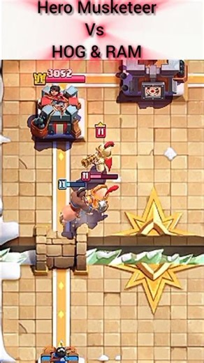 Hero Musketeer Vs Hog & Ram || #clashroyale