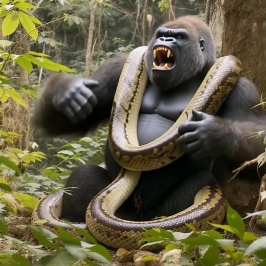 🐍 Giant Snake vs Gorilla | Epic Jungle Battle 🦍🔥#video