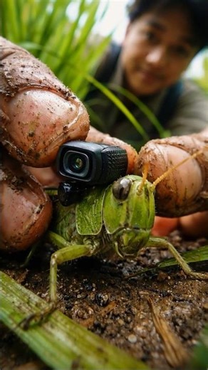 Sneaking a peek at a grasshopper 🦗 #CuteAnimals #ShortDocumentary