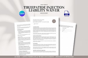 Tirzepatide Injection Waiver Template Weight Loss Consent Side Effects Risk Disclosure Client Agreement - Etsy