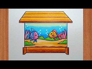 How to Draw Fish in an Aquarium || Easy Fish Drawing || Easy Aquarium Drawing