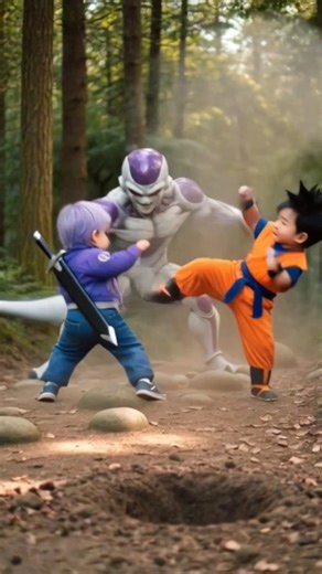 Trunks and Goten vs. Frieza chibi anime or chibi goku & chibi future trunks #dragonball