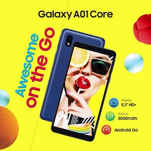 21K views · 311 reactions | #GalaxyA01Core, Awesome on the go with 5.3” HD+ Display, 3000mAh Battery & Android Go! | Samsung | Facebook