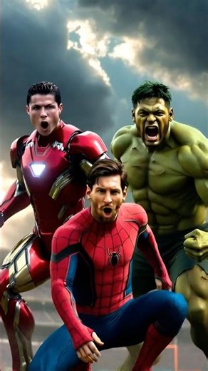Epic battle between avengers #avengers #cr7 #messi #neymar #ronaldo #soccer