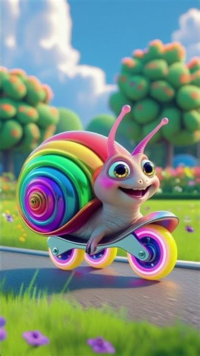 🌈🐌✨ Fastest Snail on Skates! 🛼💨🎉 #story #animation #trending #funny