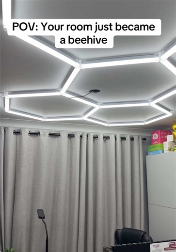 Hexagon LED lights for my home studio - ultra-bright! DlY fit, and zero shadows for lifting, boxing, and content. #HexagonLights #HomeGym #ledlights #tiktokmademebuyit #ledsetup