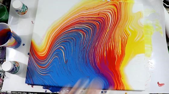 Vibrant Tree Ring Acrylic Pour Painting