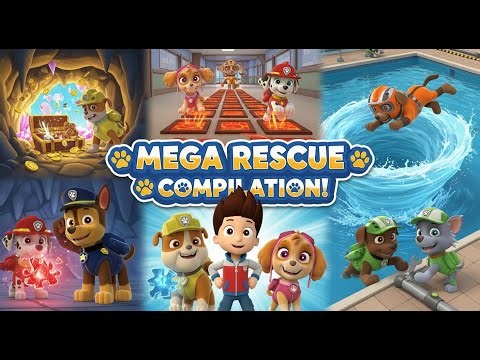 PAW Patrol Mega Compilation 🐾 Treasure Cave, School Rescue & Pool Whirlpool Adventure