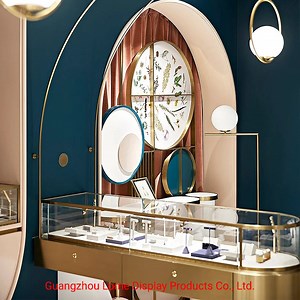 [Hot Item] Jewelry Display Case Showcase Exhibition Counter Metal Glass Perfume Shop Interior Design