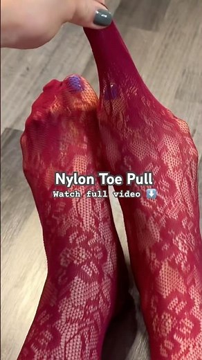 Lace nylons toes snaps! Red pantyhose stockings tights hosiery feet girl model