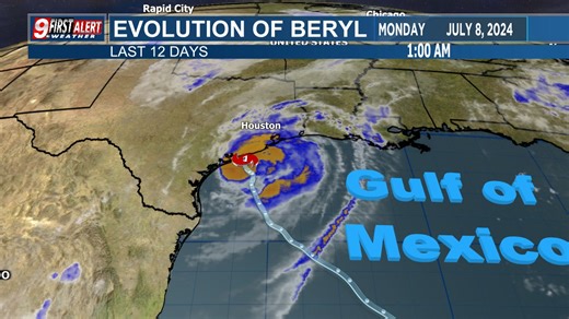 Here's a look back at the evolution of Beryl from twelve days ago when it first formed in the far eastern Atlantic. Beryl continues to barrel along, now bringing rains to the upper Midwest and Great Lakes region. | Brad Hlozek KTRE