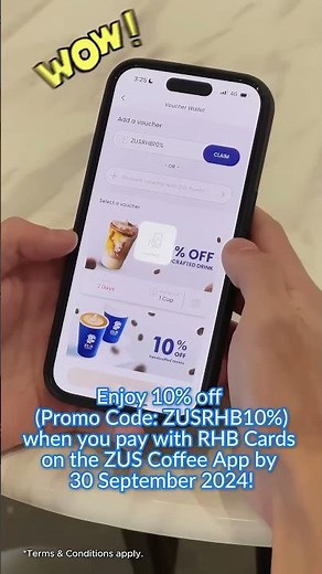 Get 10% off your Zus Coffee with RHB Cards!