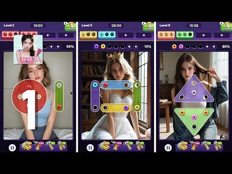 Beauty Screw Jam: Spin & Glam - Gameplay Walkthrough Part 1 - Level 1 ~ 8 (Android, IOS)