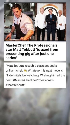 MasterChef The Professionals star Matt Tebbutt 'is axed from presenting gig after ... #celebrity