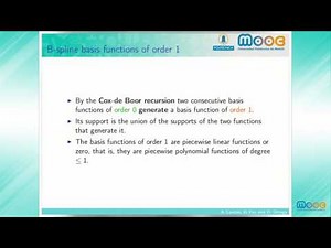 MOOC Curves 8.6: Generating the basis functions. The Cox-de Boor formula