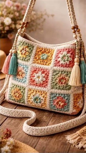 Bolsa de crochê boho #crochet #diy #handmade #bag #bolsadecroche #bolsa #croche #crochê #boho