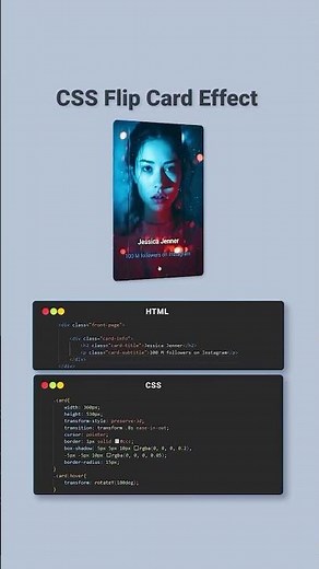 Flip Card Effect with HTML & CSS! #css #html #css3 #web #frontent #coding #viral #animation #js