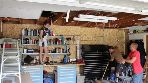 Overhaul a garage ceiling for lighting and storage gains
