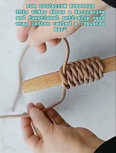 anti-slip cord wrap #shorts #crafts #Paracord #ToolGrip #HikingStick #SurvivalSkills #AntiSlip #diy