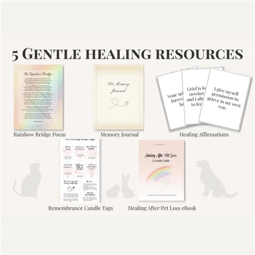 Rainbow Bridge Memorial Kit: Pet Loss Poem, Journal, & Candle Tags (printable Digital Download - Etsy