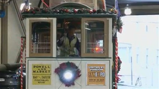 San Francisco's iconic cable cars decorated for holiday season