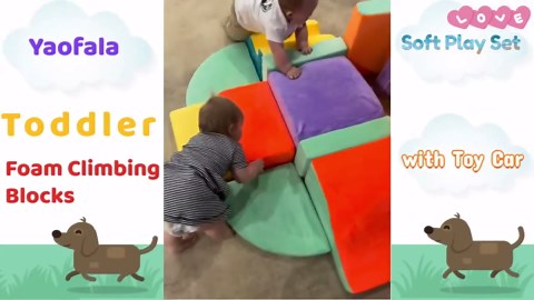 Foam Climbing Blocks for Toddlers, 12 PCS Colourful Toddler Climbing Toys Indoor, Soft Play Set with Toy Car, Flexible Crawling and Sliding Climbing Blocks