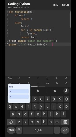 factorial python code#shorts