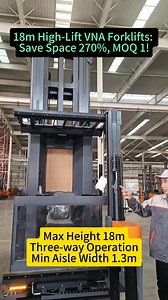 18m High-Lift VNA Forklifts Global Grade Quality #VNAForklift #ThreeWayForklift #VeryNarrowAisleForklift #VNATruck #VNAReachTruck #Logistics #Warehouse #Rack #ForkliftDealer #AutoParts #ColdStorage #Pharmaceutical #ForkliftManufacturer #ForkliftFactory #SaveSpace | Zowell Forklift Manufacturer