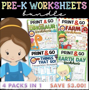 PRE-K WORKSHEETS BUNDLE (4 themes) Distance learning from home