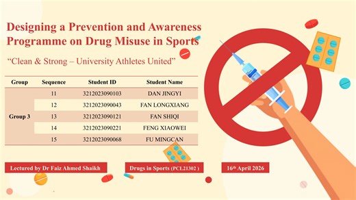 Group 3: Designing a Prevention and Awareness Programme on Drug Misuse in Sports