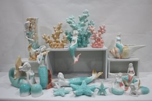 [Hot Item] Ceramic Mermaid Coral Seahorse Table Top Indoor Ocean Home Decoration