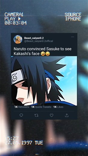 Naruto convinced Sasuke to see Kakashi's face 🤣😅 || Sasuke edit copines || kakashi edit |Naruto edit