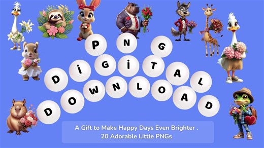 Valentine's Day Animal Stickers, Kids Room Decor (printable PNG Digital Download) - Etsy